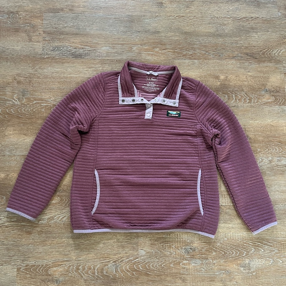 L.L. Bean Airlight Knit Pullover Snap Fleece | Mauve | Size Medium Petite